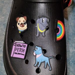 Skechers Black Sandals with Dog Charms